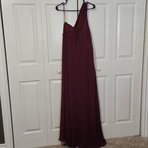Birdy Grey Womens Maroon One Shoulder Side Zip Maxi Dress Size LG Wedding